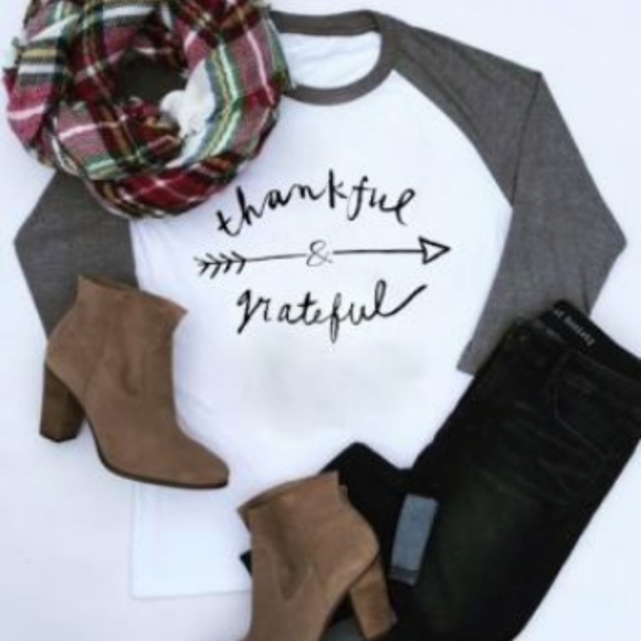 Tops - Thankful and grateful baseball tee